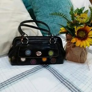 Small polka dot leather shoulder bag